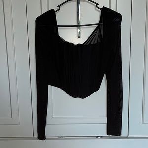 Beverly Long Sleeve Top Black (Princess Polly) Size 12